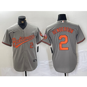 MLB Orioles 2 Henderson Grey Nike Cool Base Men Jersey