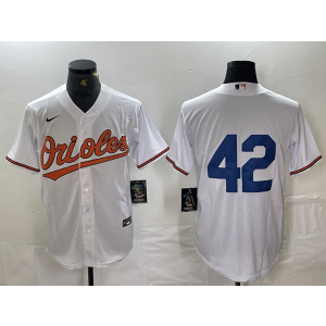 MLB Orioles 42 White Nike Cool Base Men Jersey