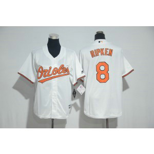 MLB Orioles 8 Cal Ripken Jr. White Cool Base Youth Jersey