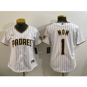 MLB Padres 1 Mom White Nike Cool Base Women Jersey