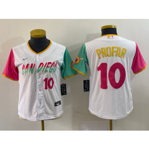 MLB Padres 10 Jurickson Profar White 2021 City Connect Nike Cool Base Youth Jersey