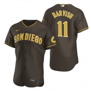 MLB Padres 11 Yu Darvish Brown Nike Cool Base Men Jersey