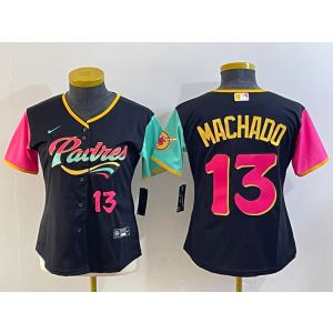 MLB Padres 13 Manny Machado Black 2021 City Connect Nike Cool Base Women Jersey MLB Padres 13 Manny Machado Black 2021 City Connect Nike Cool Base Women Jersey