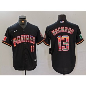 MLB Padres 13 Manny Machado Black Rainbow Nike Cool Base Men Jersey