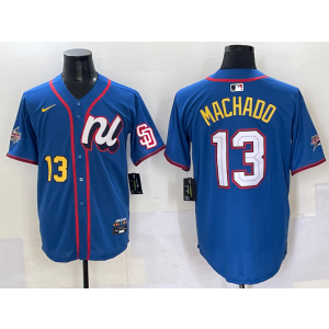 MLB Padres 13 Manny Machado Blue National League 2025 All Star Nike Cool Base Men Jersey