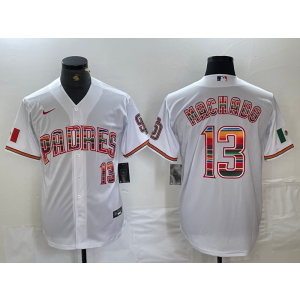 MLB Padres 13 Manny Machado White Mexico Nike Cool Base Men Jersey
