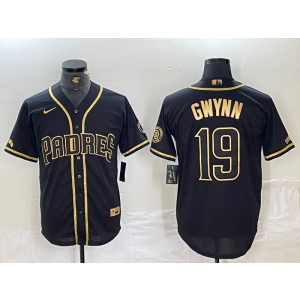 MLB Padres 19 Tony Gwynn Black Gold Nike Cool Base Men Jersey MLB Padres 19 Tony Gwynn Black Gold Nike Cool Base Men Jersey