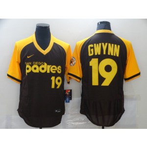 MLB Padres 19 Tony Gwynn Browns Throwback Men Jersey