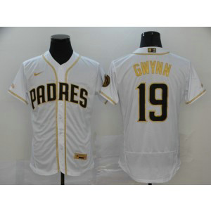 MLB Padres 19 Tony Gwynn White Gold 2020 Nike Flexbase Men Jersey