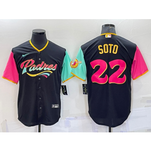 MLB Padres 22 Juan Soto Black 2021 City Connect Cool Base Men Jersey
