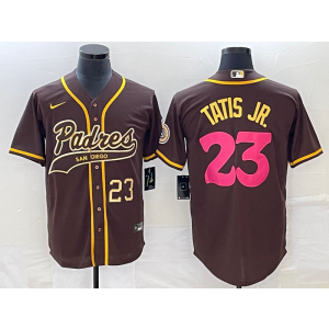MLB Padres 23 Fernando Tatis Jr. Brown Baseball Logo Nike Cool Base Men Jersey