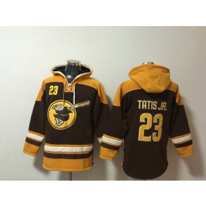 MLB Padres 23 Fernando Tatis Jr. Brown Pullover Hoodie