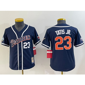 MLB Padres 23 Fernando Tatis Jr. Navy Throwback Nike Cool Base Youth Jersey