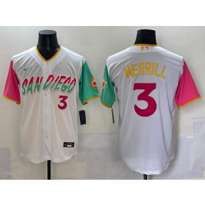 MLB Padres 3 Merrill White Pink City Nike Cool Base Men Jersey