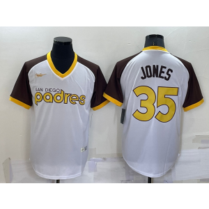 MLB Padres 35 Jones White Brown Throwback Men Jersey