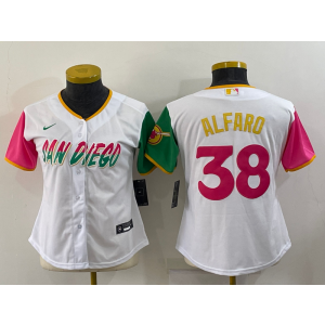 MLB Padres 38 Jorge Alfaro White 2021 City Connect Cool Base Women Jersey MLB Padres 38 Jorge Alfaro White 2021 City Connect Cool Base Women Jersey