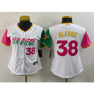 MLB Padres 38 Jorge Alfaro White 2021 City Connect Nike Cool Base Women Jersey