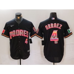 MLB Padres 4 Arraez Black Rainbow Nike Cool Base Men Jersey