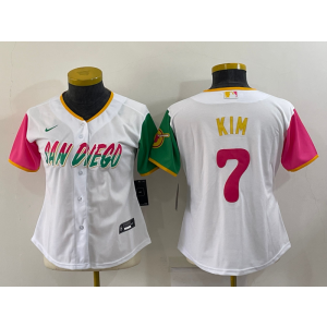 MLB Padres 7 Ha Seong Kim White 2021 City Connect Cool Base Women Jersey