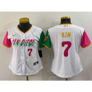 MLB Padres 7 Ha Seong Kim White 2021 City Connect Nike Cool Base Women Jersey