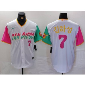 MLB Padres 7 Kim Brown White City Connect Nike Cool Base Men Jersey