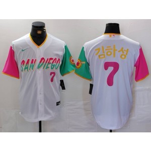 MLB Padres 7 Kim White Pink Nike Cool Base Men Jersey