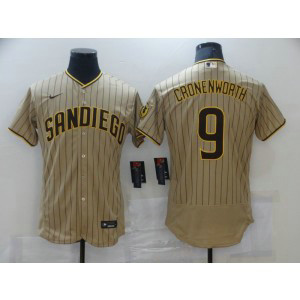 MLB Padres 9 Cronenworth Grey Nike Flexbase Men Jersey