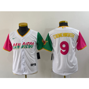 MLB Padres 9 Cronenworth White 2021 City Connect Cool Base Youth Jersey