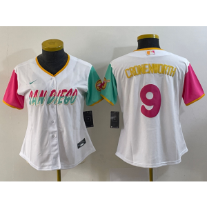 MLB Padres 9 Cronenworth White 2021 City Connect Nike Cool Base Women Jersey