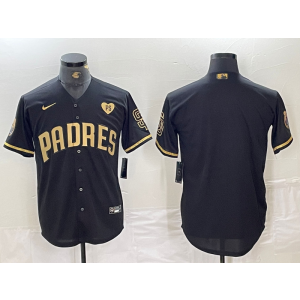 MLB Padres Blank Black Gold Nike Cool Base Men Jersey
