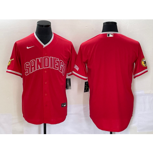 MLB Padres Blank Red Nike Cool Base Men Jersey