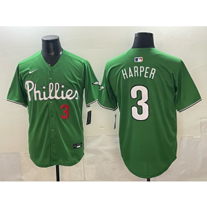 MLB Philadelphia Phillies 3 Bryce Harper Green Cool Base Men Jersey MLB Philadelphia Phillies 3 Bryce Harper Green Cool Base Men Jersey