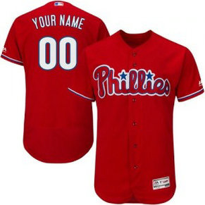 MLB Philadelphia Phillies Red Cool Base Customized Men Jersey