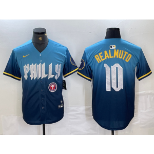 MLB Phillies 10 J.T. Realmuto Blue 2024 City Connect Nike Cool Base Men Jersey