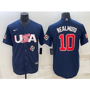 MLB Phillies 10 JT Realmuto Blue 2023 World Series Cool Base Men Jersey 1