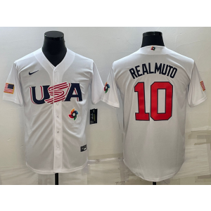 MLB Phillies 10 JT Realmuto White 2023 World Series Cool Base Men Jersey 1