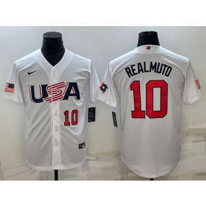 MLB Phillies 10 JT Realmuto White 2023 World Series Cool Base Men Jersey