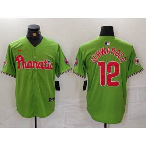 MLB Phillies 12 Kyle Schwarber Green Nike Cool Base Men Jersey