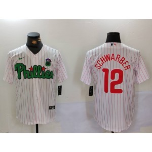 MLB Phillies 12 Kyle Schwarber White Nike Cool Base Men Jersey