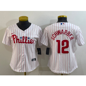 MLB Phillies 12 Kyle Schwarber White Nike Cool Base Women Jersey