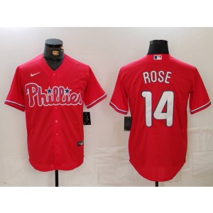 MLB Phillies 14 Rose Red Nike Cool Base Men Jersey