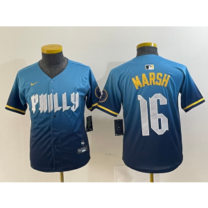 MLB Phillies 16 Brandon Marsh Blue City Connect Nike Cool Base Women Jersey