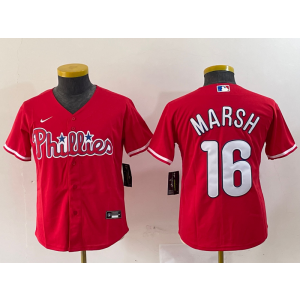 MLB Phillies 16 Brandon Marsh Red Nike Cool Base Youth Jersey MLB Phillies 16 Brandon Marsh Red Nike Cool Base Youth Jersey