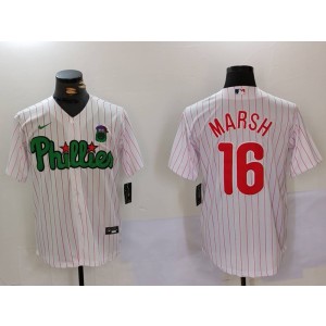 MLB Phillies 16 Brandon Marsh White Nike Cool Base Men Jersey