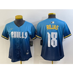MLB Phillies 18 Rojas Blue 2024 City Connect Nike Cool Base Women Jersey MLB Phillies 18 Rojas Blue 2024 City Connect Nike Cool Base Women Jersey