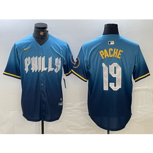 MLB Phillies 19 Pache Blue 2024 City Connect Nike Cool Base Men Jersey