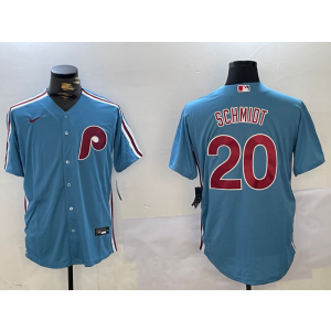 MLB Phillies 20 Mike Schmidt Blue Cool Base Men Jersey