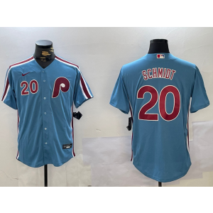 MLB Phillies 20 Mike Schmidt Blue Nike Cool Base Men Jersey