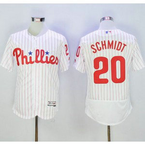 MLB Phillies 20 Mike Schmidt White(Red Strip) Flexbase Men Jersey