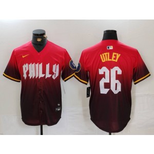 MLB Phillies 26 Chase Utley Red City Connect Nike Cool Base Men Jersey